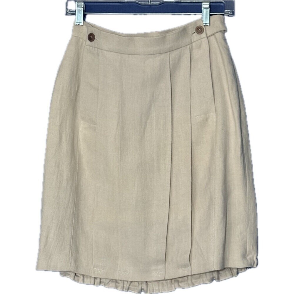 Gunex Womens 100% Hemp Pleated Pull Cord Hem Skirt Pockets Light Pink Size 2